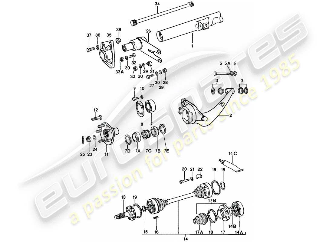 porsche 1979 (911) hinterachse teilediagramm