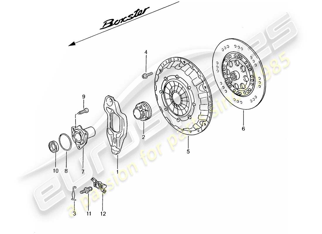 porsche 2002 (986 boxster) kupplung teilediagramm