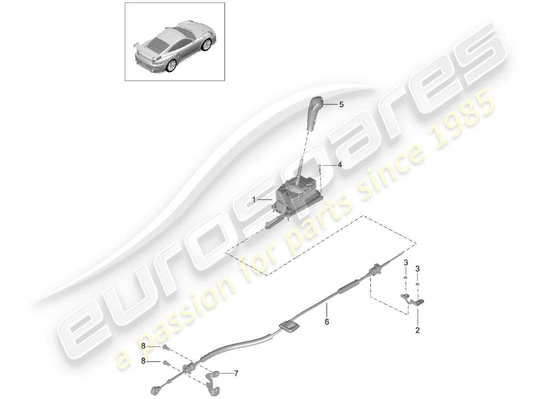 porsche 991 turbo (2015) wählhebel ersatzteildiagramm