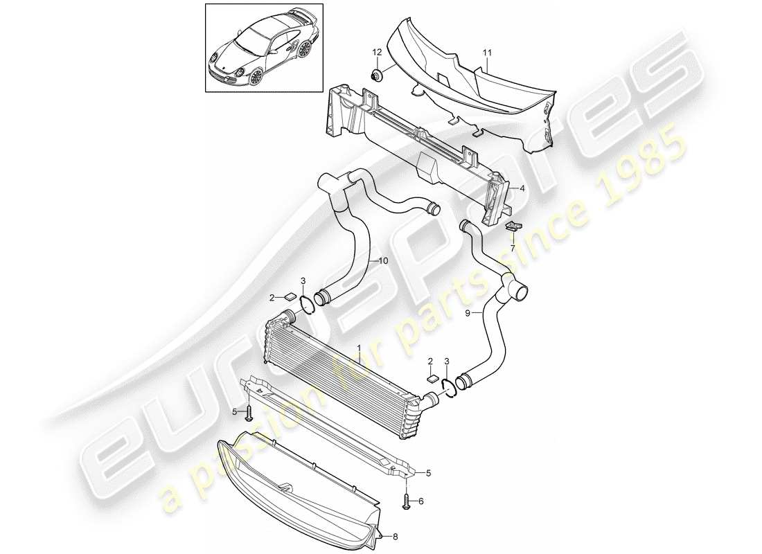 porsche 2013 (997-2 turbo / gt2 rs) kühler-teilediagramm