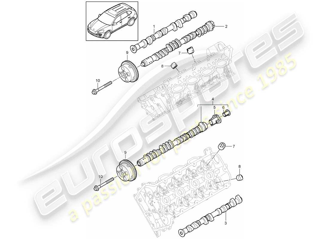 porsche 2012 (cayenne e2 92a) nockenwelle teilediagramm