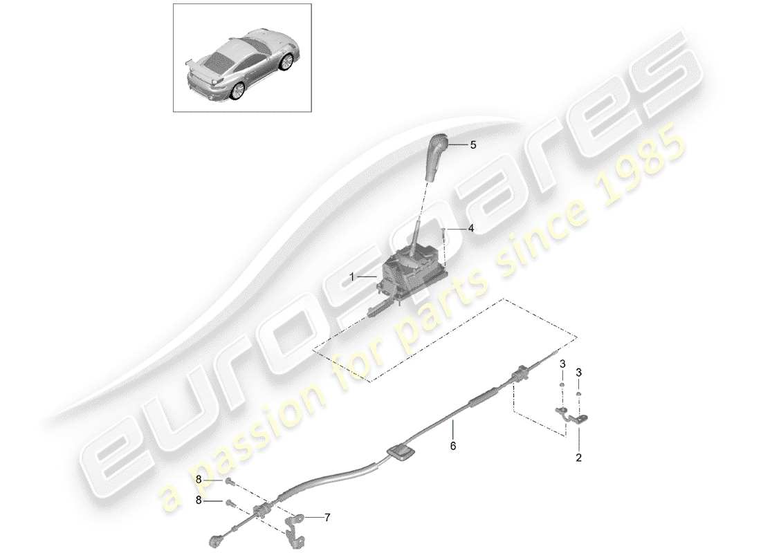 porsche 2014 (991-1 turbo) wählhebel ersatzteildiagramm