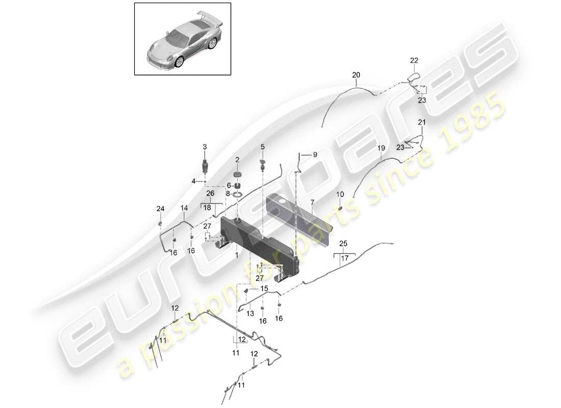 porsche 2014 (991-1 turbo) wasserbehälter für wasser ersatzteildiagramm