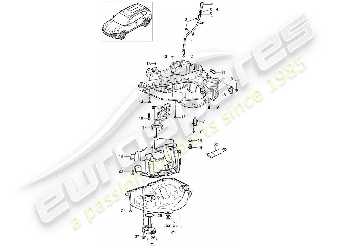 porsche 2012 (cayenne e2 92a) ölführendes gehäuse teilediagramm