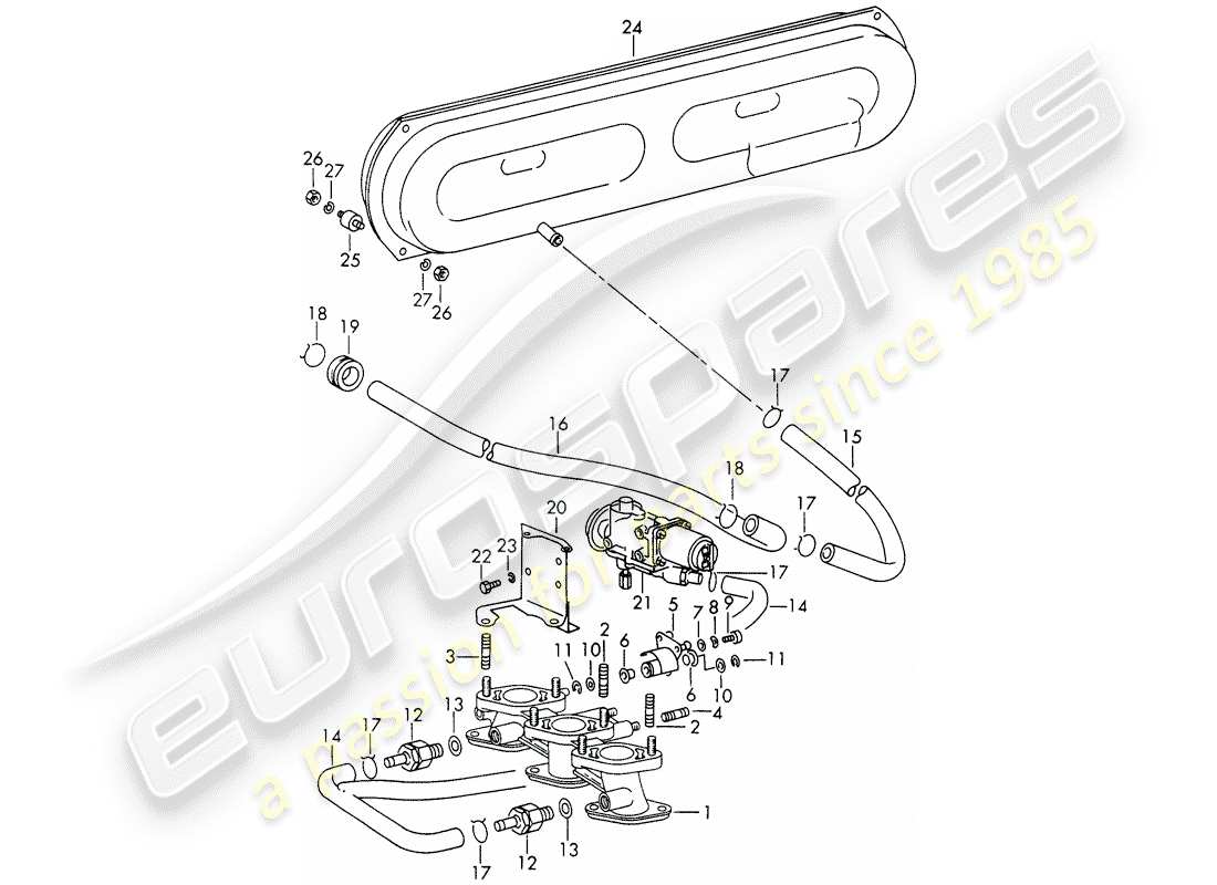 porsche 1966 (911/912) vakuumsystem - für - kupplungsausrückung - für - sportomatic ersatzteildiagramm