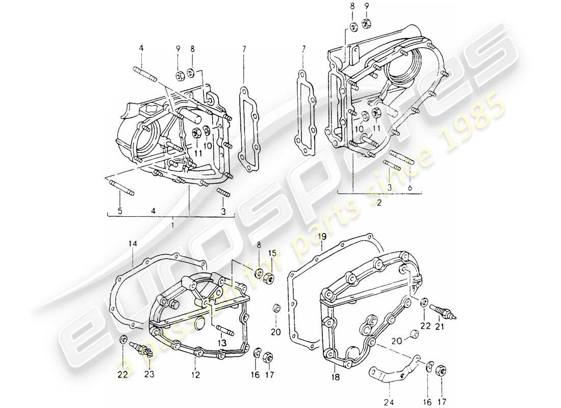 porsche 1990 (964) kettengehäuse ersatzteildiagramm