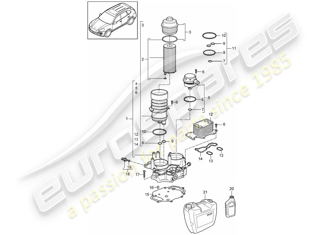 porsche 2012 (cayenne e2 92a) ölfilter ersatzteildiagramm