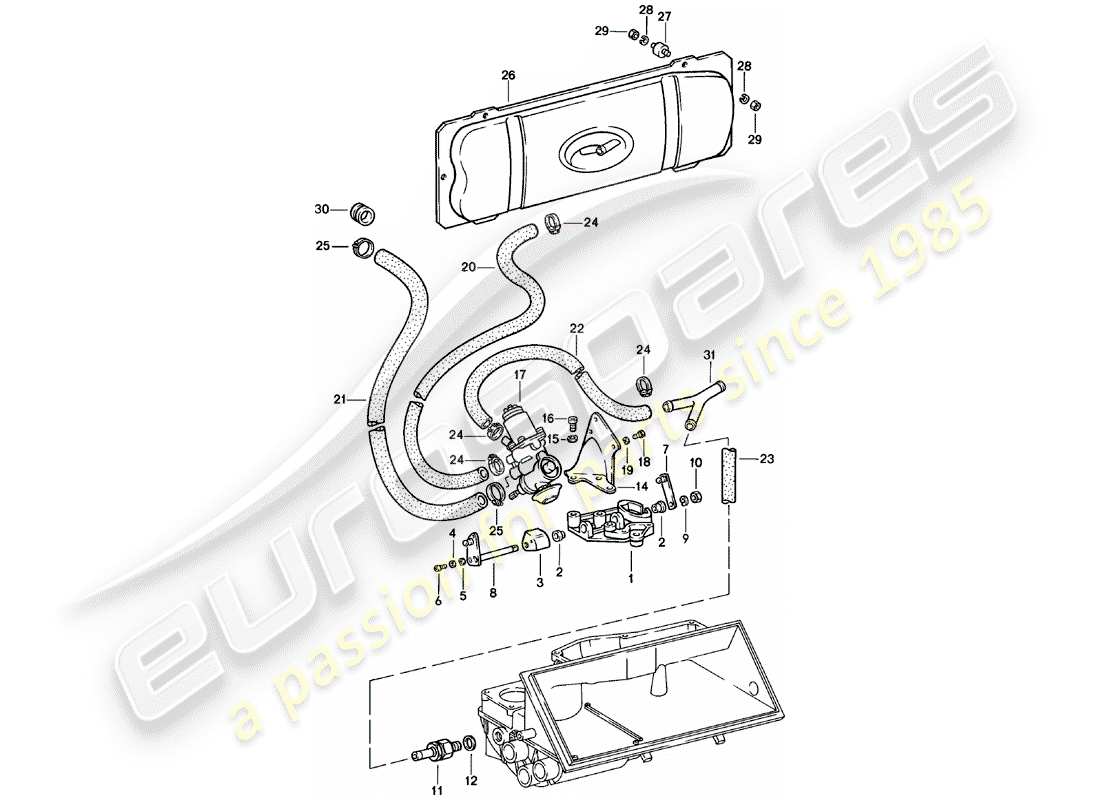 porsche 1978 (911) lieferant - -spm- - vakuumsystem - für - kupplungsausrückung ersatzteildiagramm
