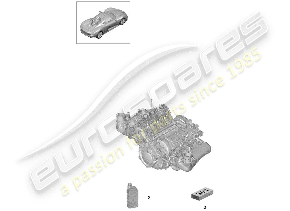 porsche 918 spyder (2015) ersatzteildiagramm für den motorersatz