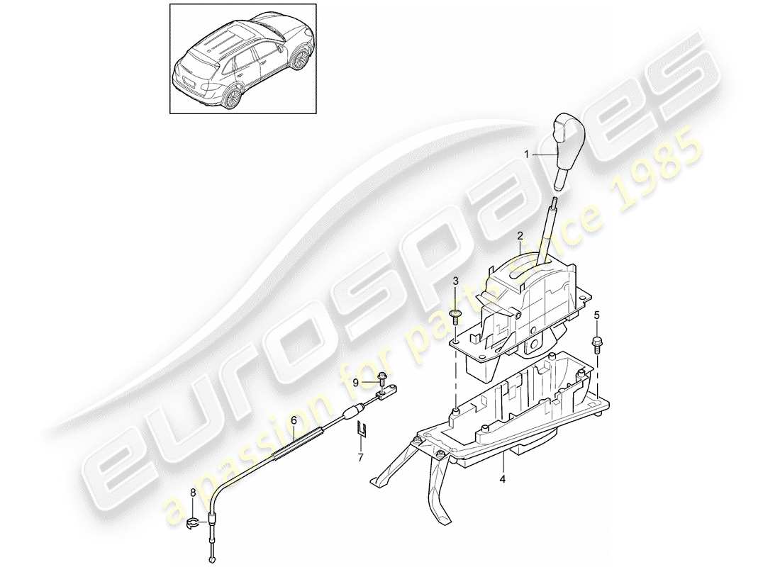 porsche 2012 (cayenne e2 92a) wählhebel ersatzteildiagramm