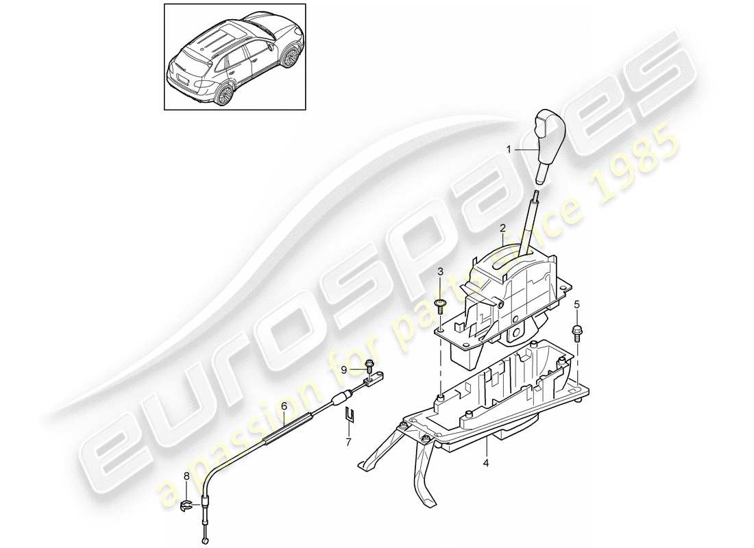 porsche 2014 (cayenne e2 92a) wählhebel ersatzteildiagramm