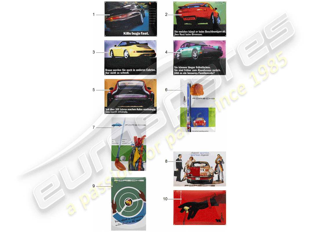 porsche 2005 (accessories) aufkleber - porsche classic ersatzteildiagramm