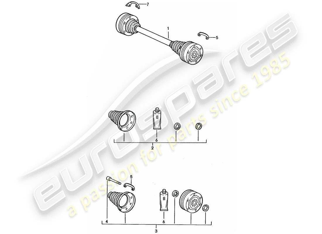 porsche 1993 (968) antriebswelle teilediagramm