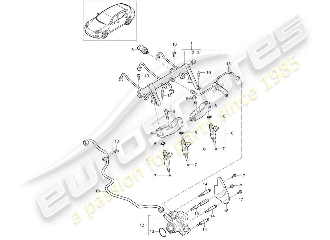 porsche 2012 (panamera 970) kraftstoffsammelleitung hochdruckeinspritzdüse hochdruckpumpe teilediagramm