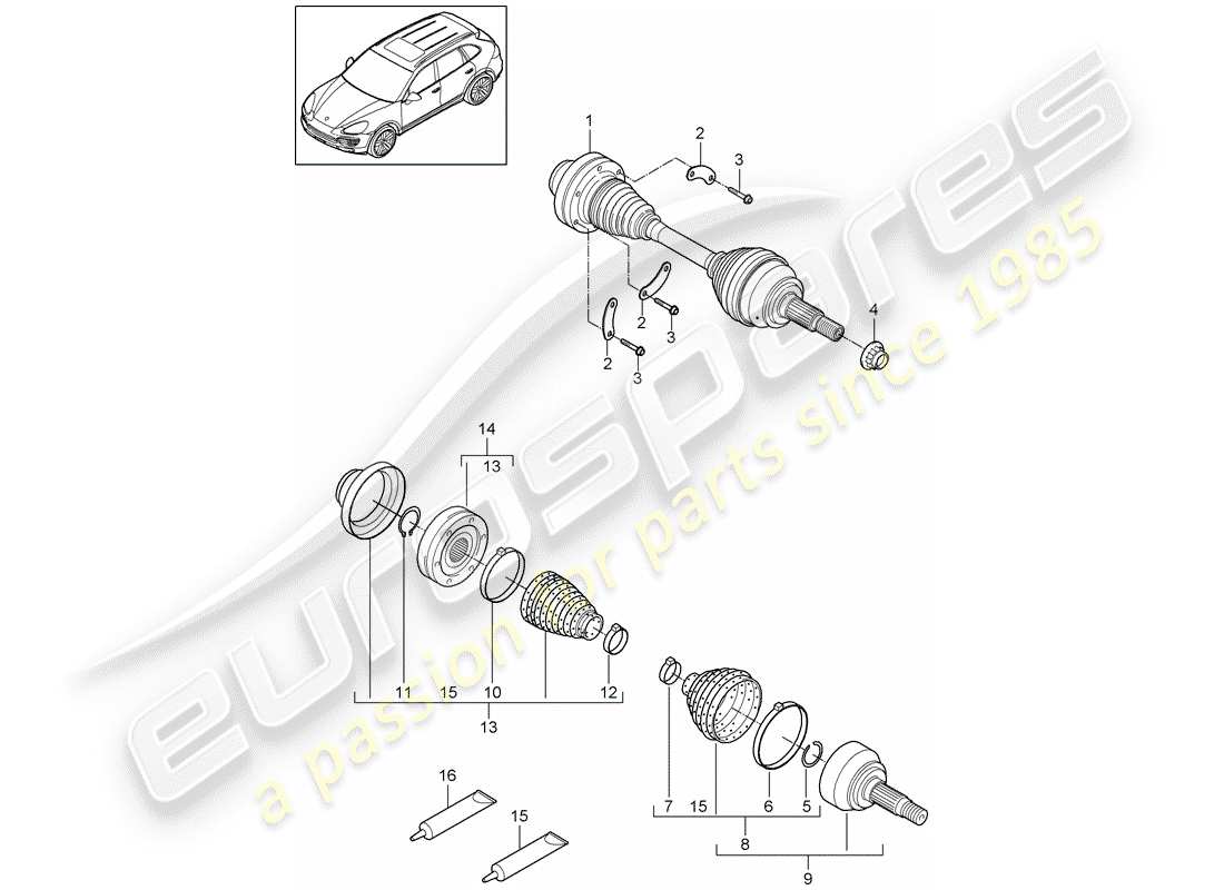 porsche 2017 (cayenne e2 92a) antriebswelle teilediagramm