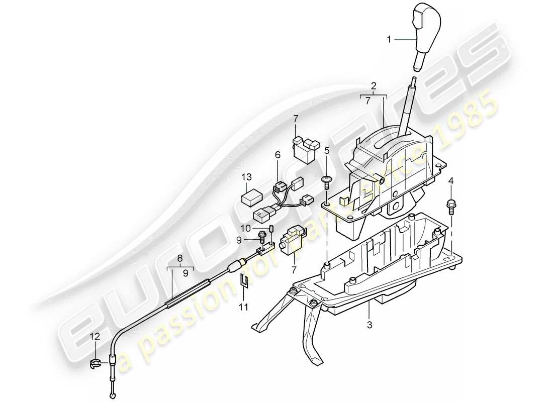 porsche 2005 (cayenne e1 9pa) wählhebel ersatzteildiagramm
