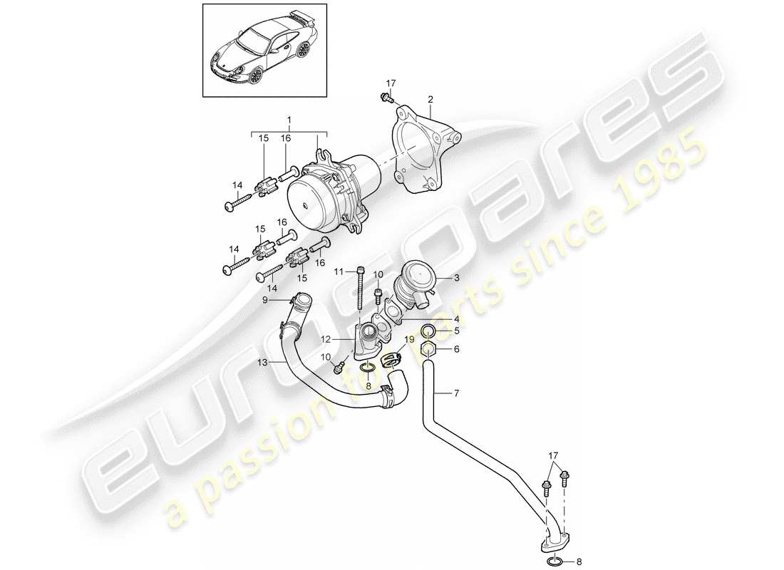 porsche 2010 (997-2 gt3) lufteinspritzung ersatzteildiagramm