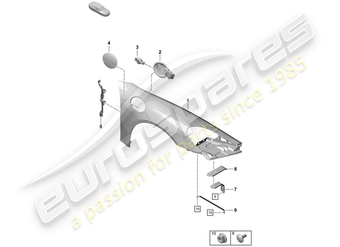 porsche 2020 (718 boxster spyder) fender-teilediagramm