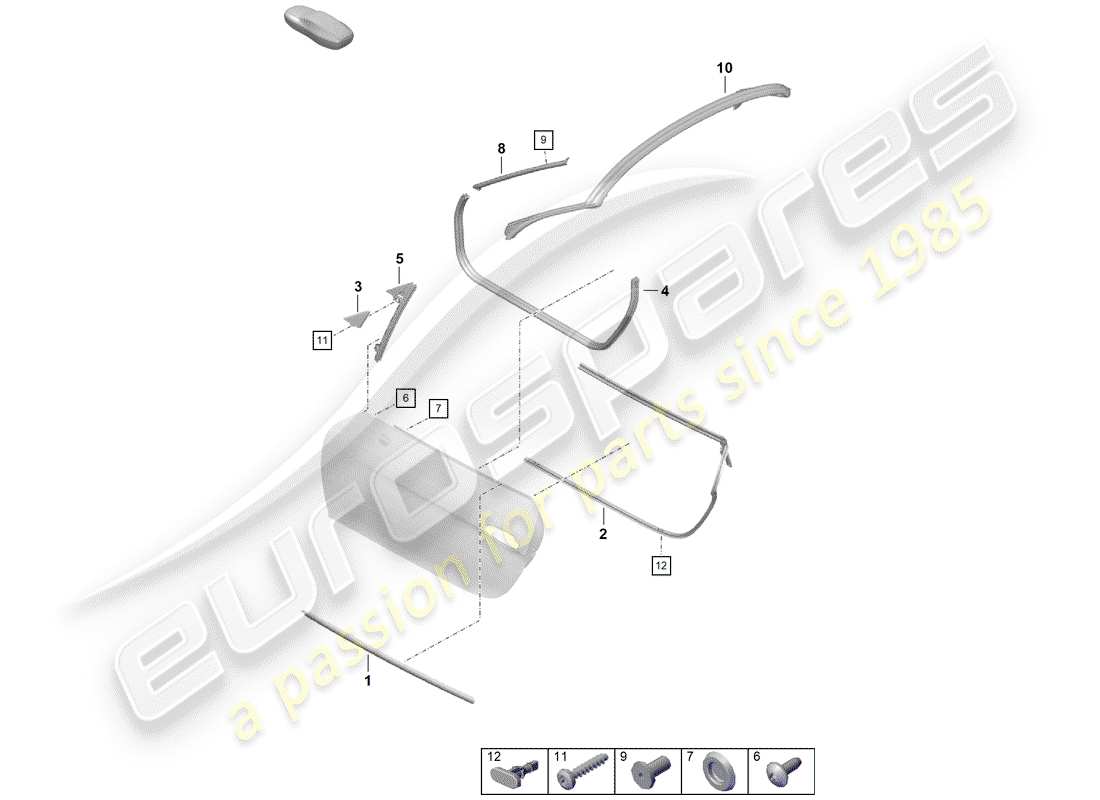 porsche 2020 (718 boxster spyder) türdichtung ersatzteildiagramm