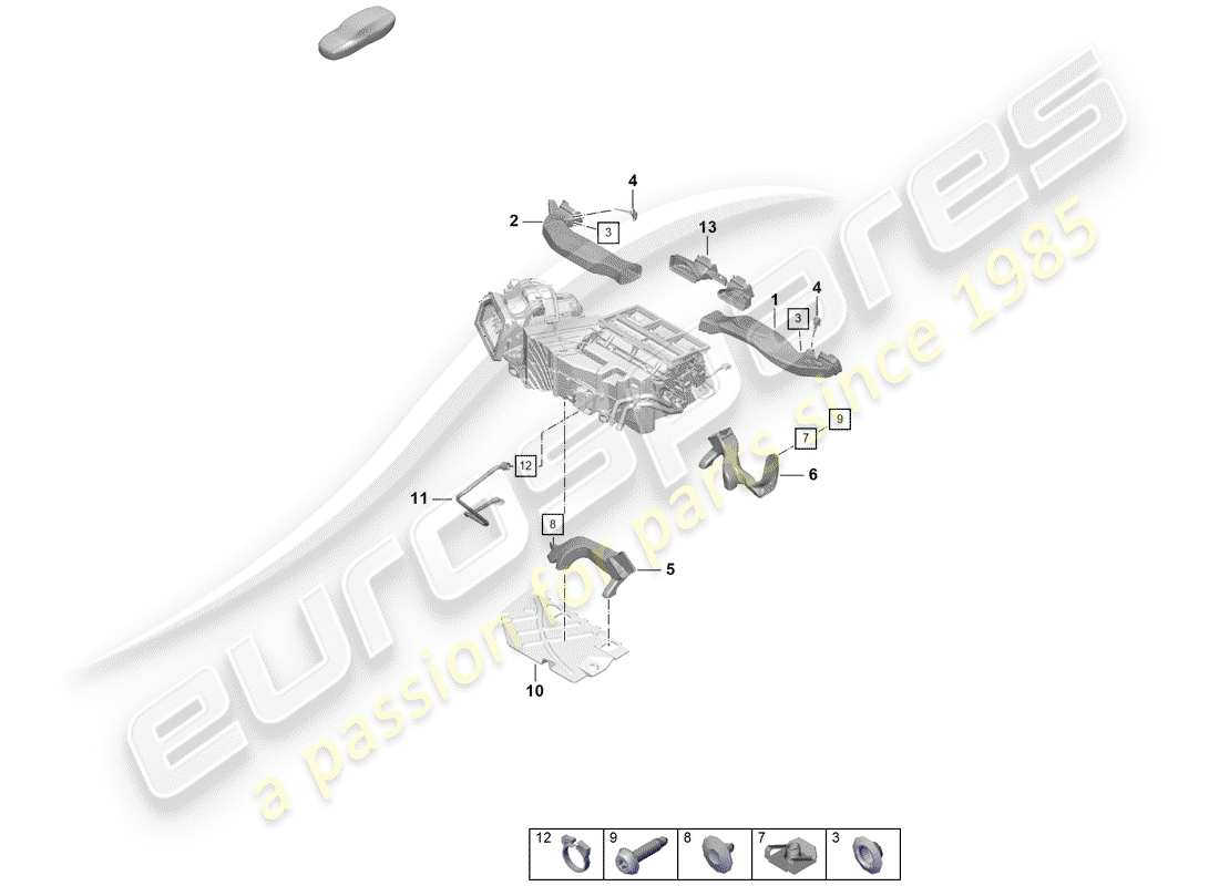porsche 2019 (718 boxster spyder) luftkanal teilediagramm