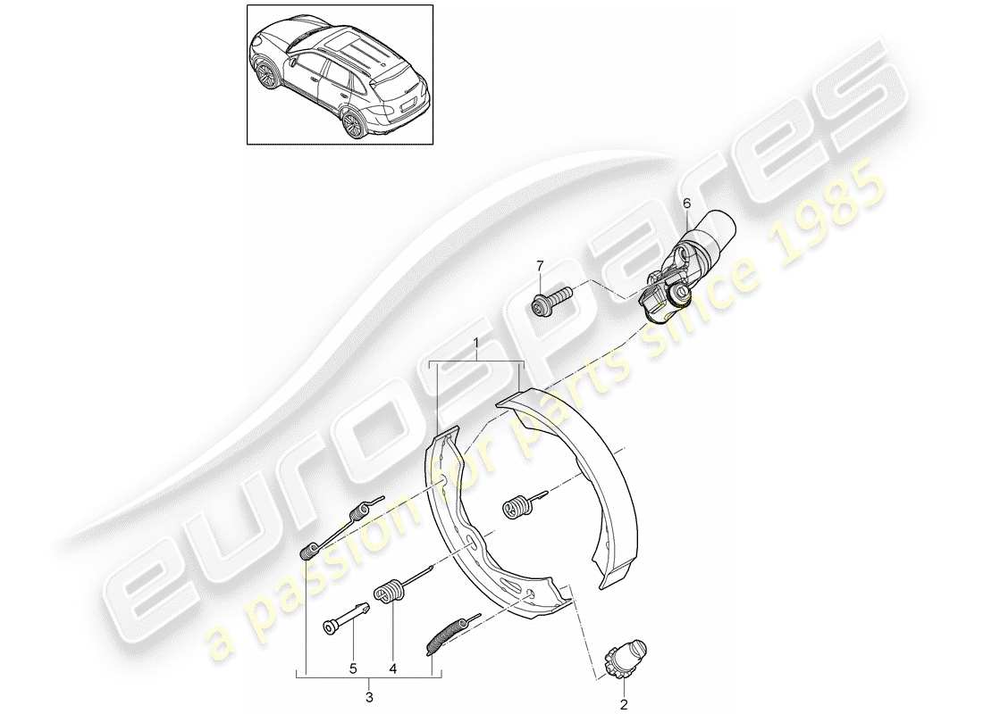 porsche 2012 (cayenne e2 92a) parkbremse ersatzteildiagramm