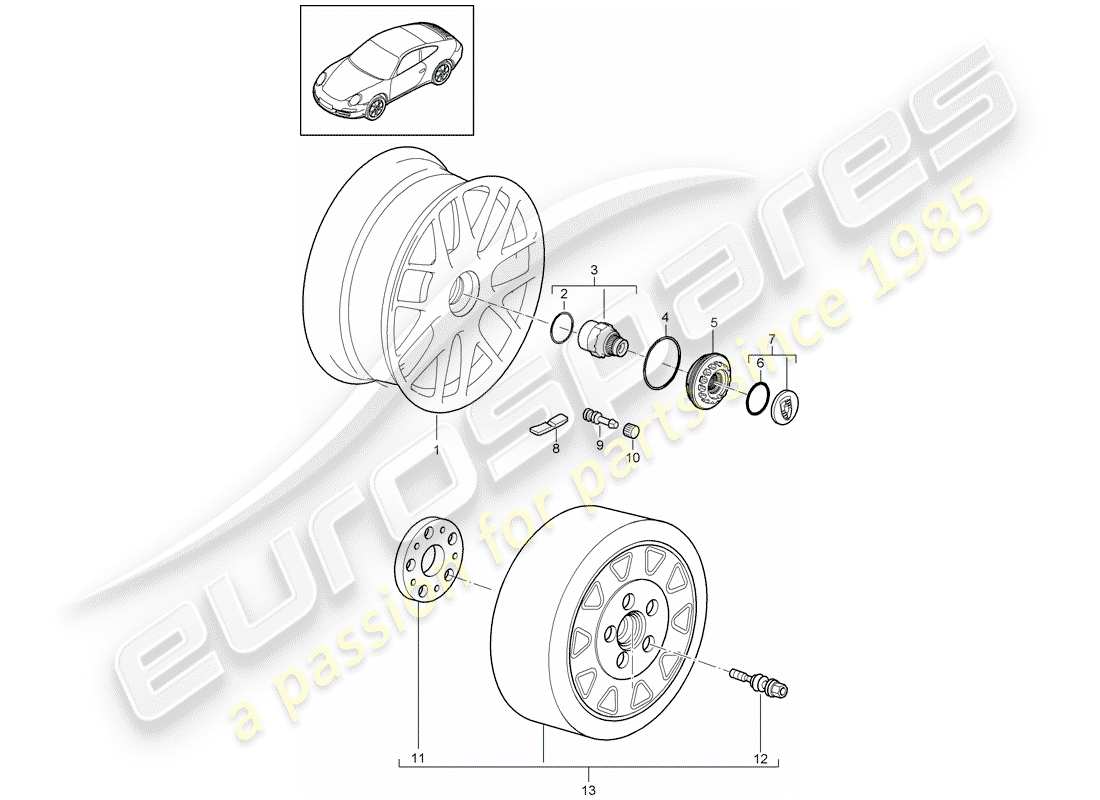 porsche 2012 (997-2) räder ersatzteildiagramm