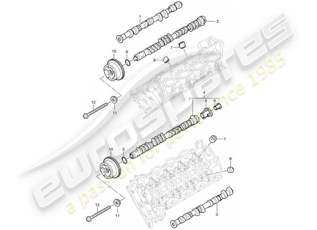 porsche 2008 (cayenne e1 9pa) nockenwelle teilediagramm