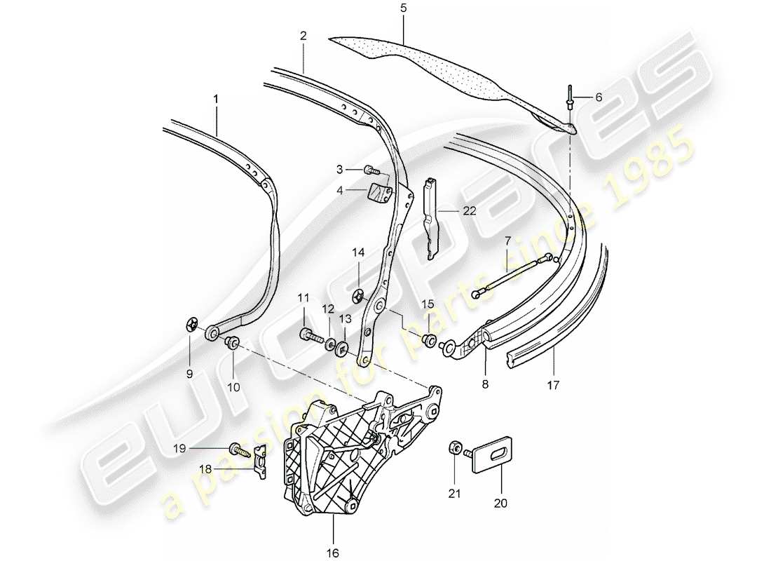 porsche 2005 (997-1) top frame ersatzteildiagramm