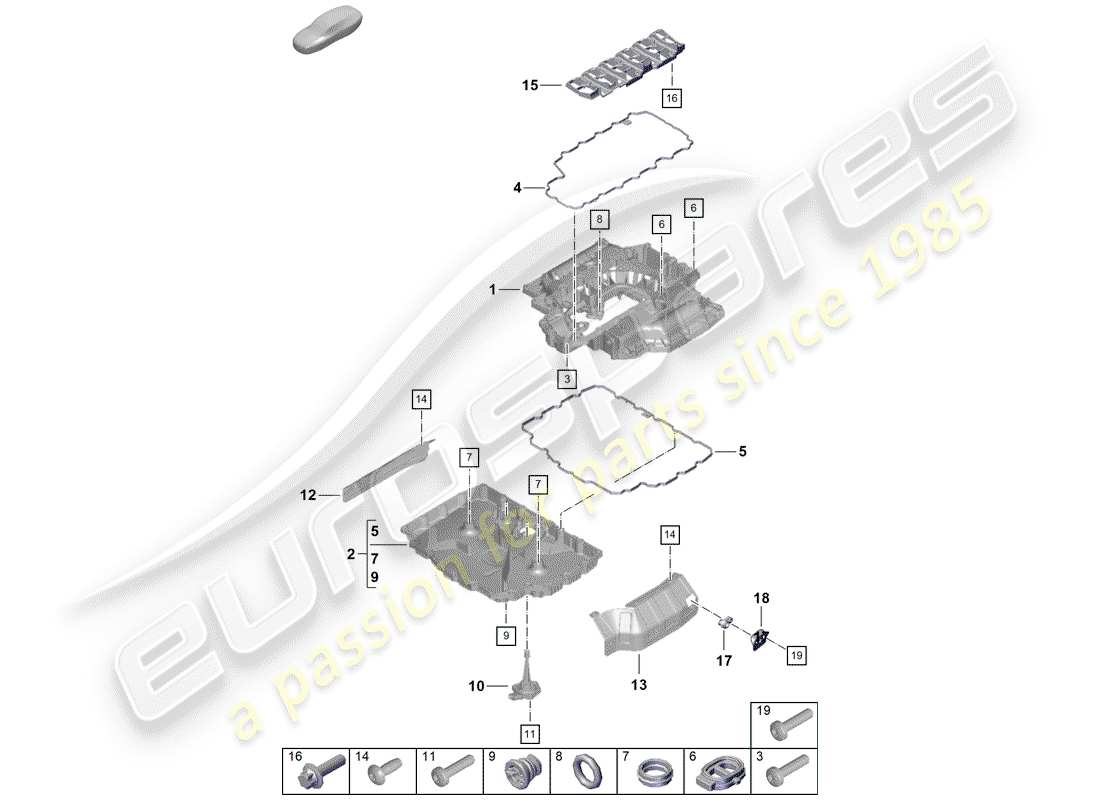 porsche 2020 (718 boxster spyder) ölwanne - ersatzteildiagramm