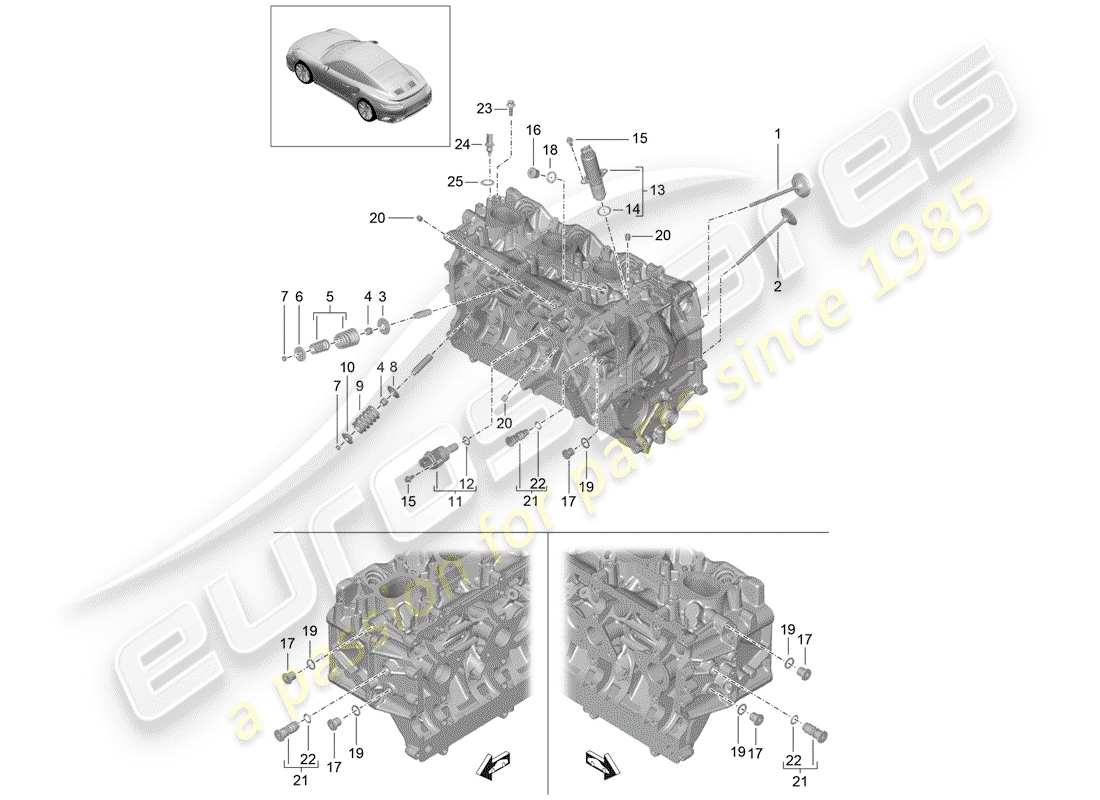 porsche 2016 (991-1 turbo) zylinderkopf teilediagramm