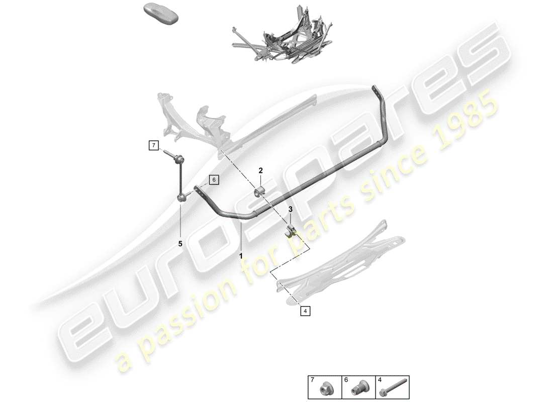 porsche 2020 (718 boxster spyder) stabilisator - ersatzteildiagramm
