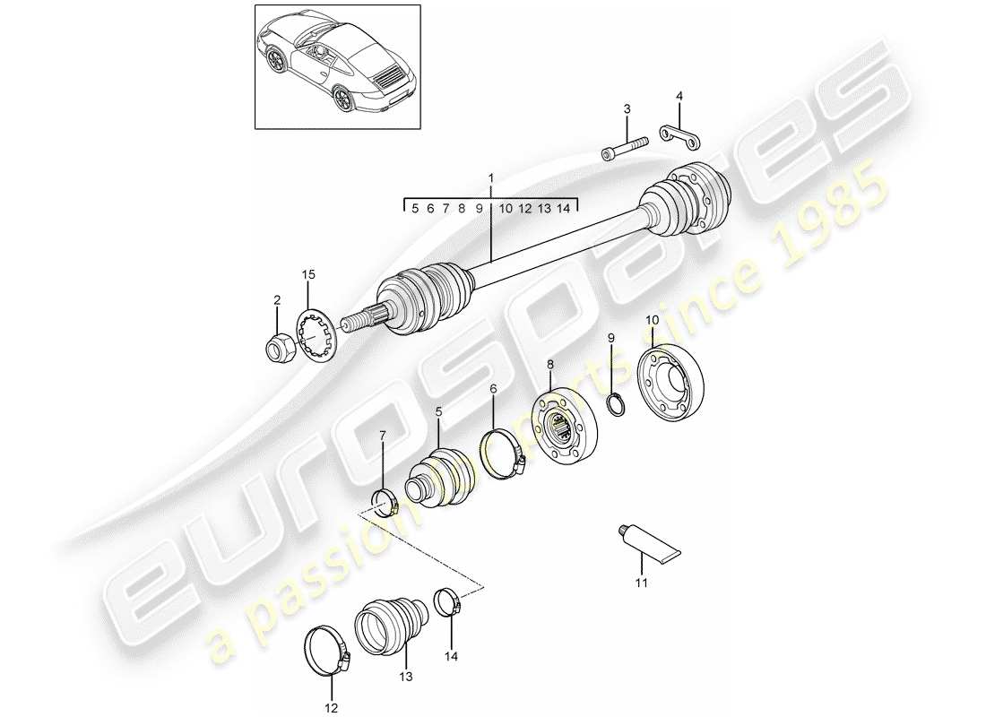porsche 2011 (997-2) antriebswelle teilediagramm
