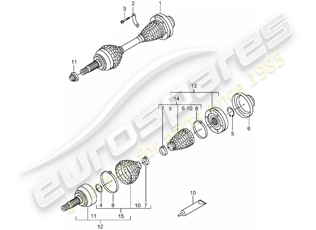 porsche 2004 (cayenne e1 9pa) antriebswelle teilediagramm