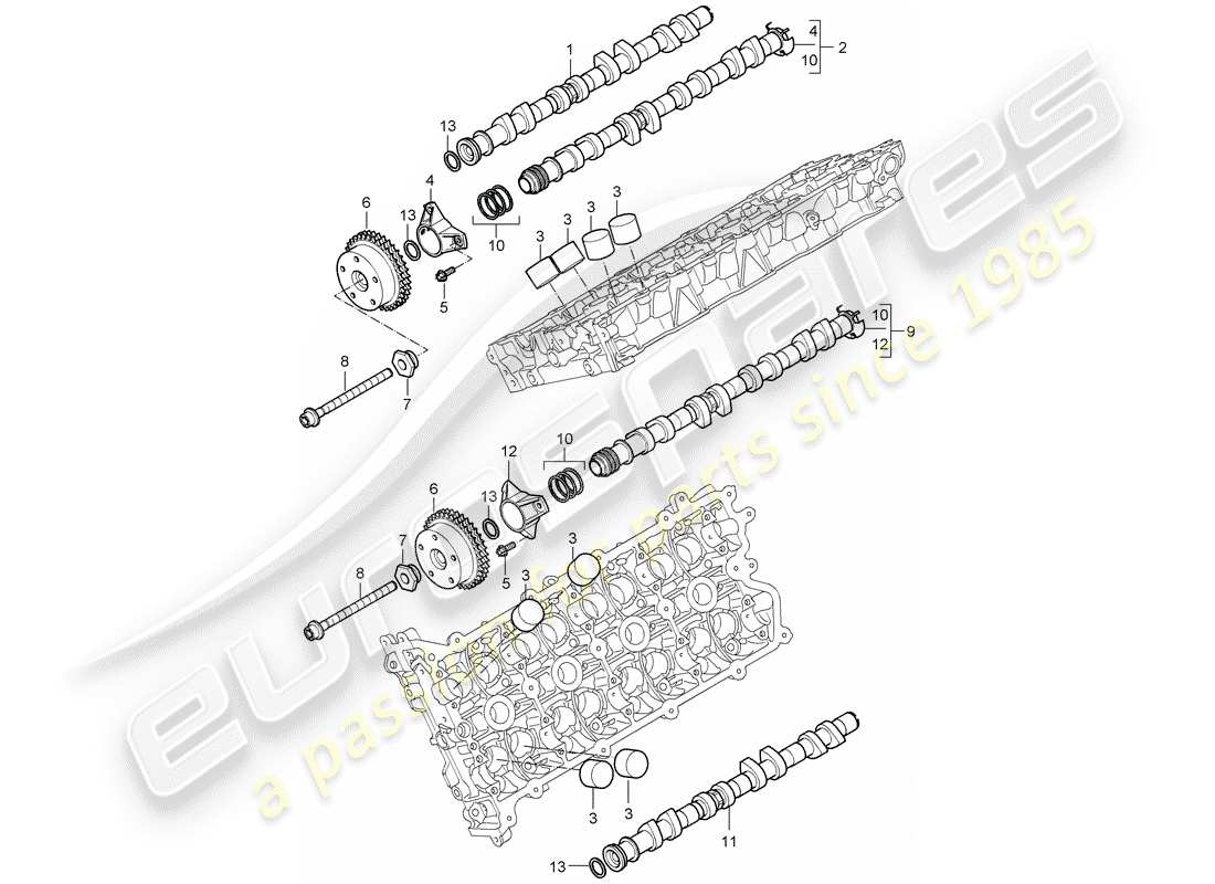 porsche 2005 (cayenne e1 9pa) nockenwelle teilediagramm