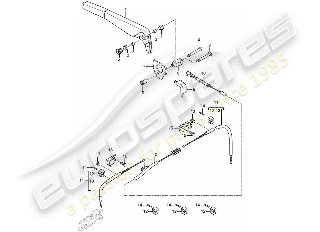 porsche 2005 (carrera gt) handbremse - aktuator ersatzteildiagramm
