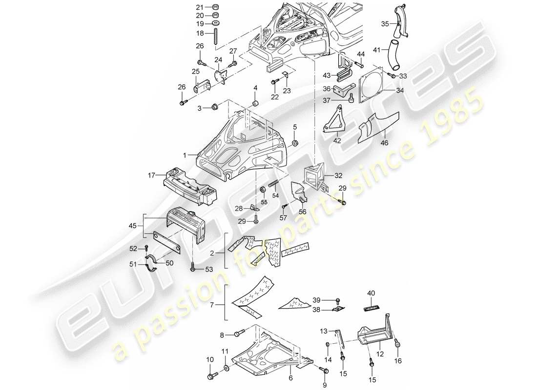 porsche 2004 (carrera gt) hinteres ende teilediagramm