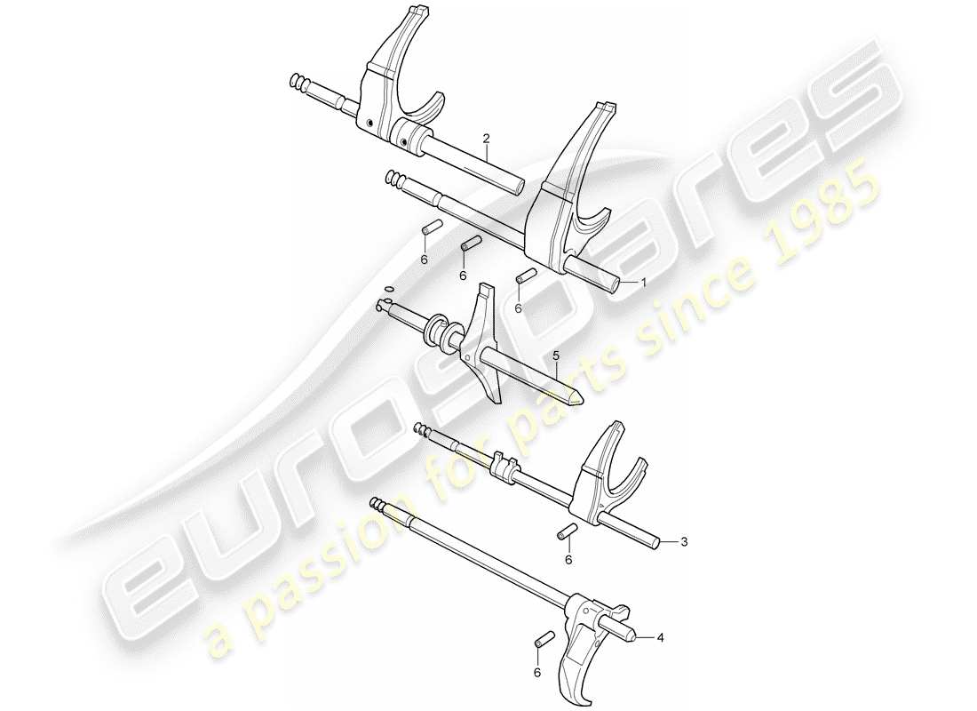 porsche 2003 (986 boxster) schaltwelle - schaltgabel ersatzteildiagramm