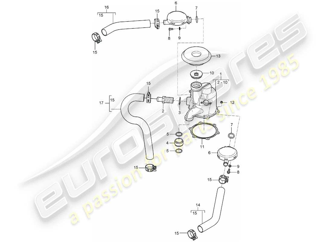 porsche 2004 (carrera gt) motorschmierung - luft-/ölabscheider ersatzteildiagramm