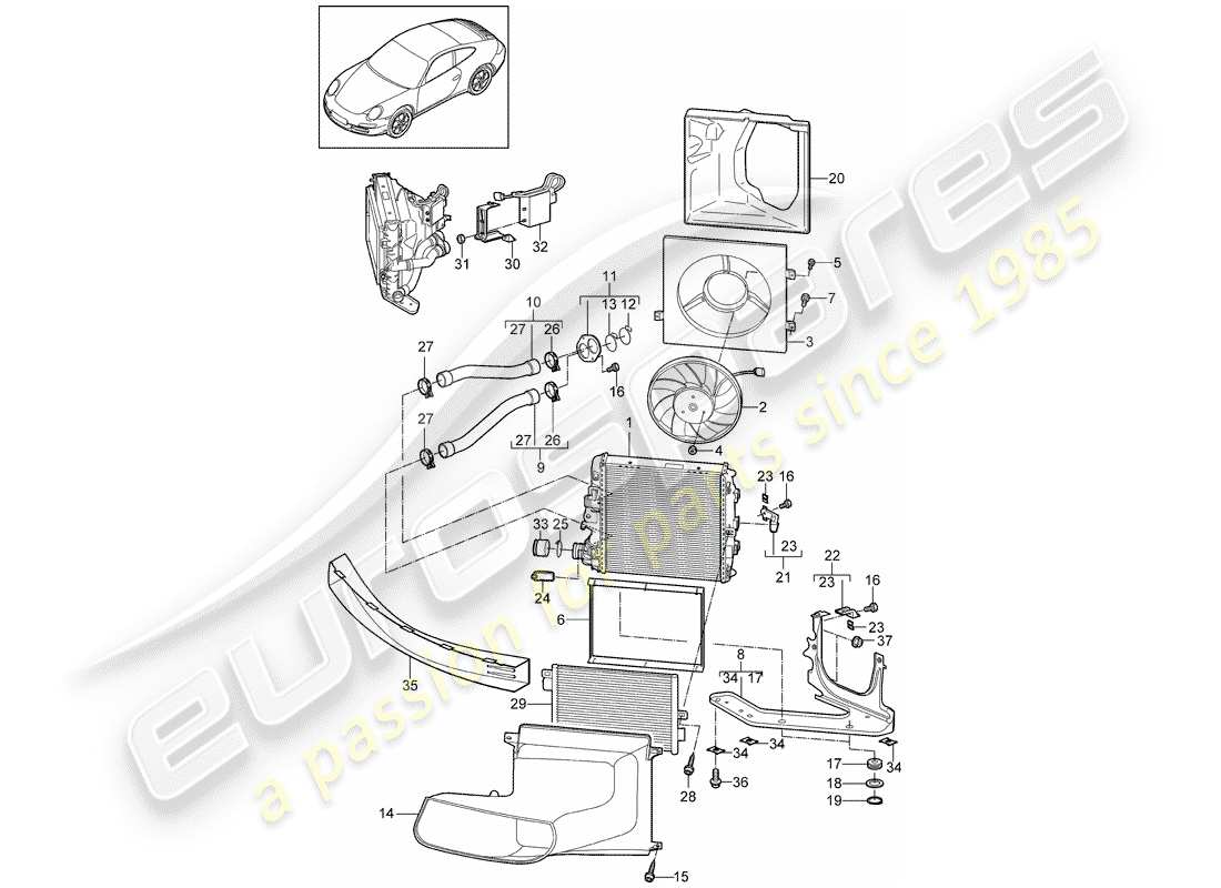 porsche 2010 (997-2) wasserkühlung 3 ersatzteildiagramm