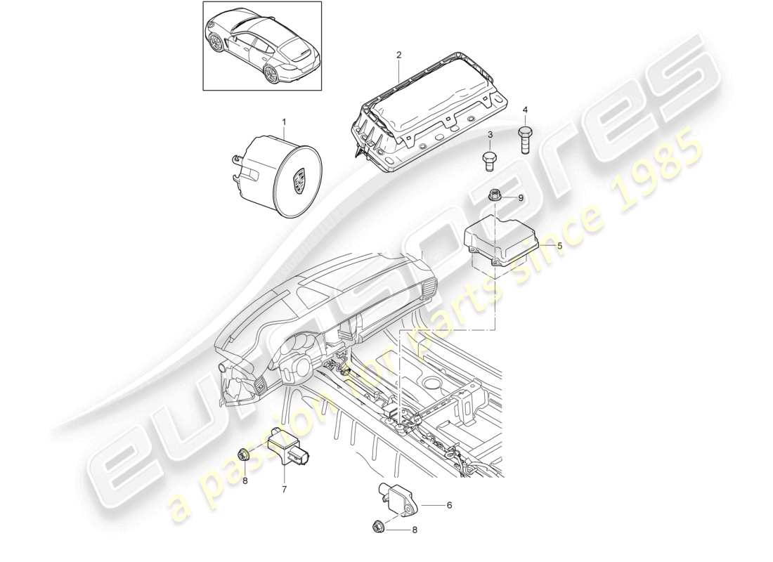 porsche 2010 (cayenne e1 9pa) airbag d - mj 2014>> teilediagramm