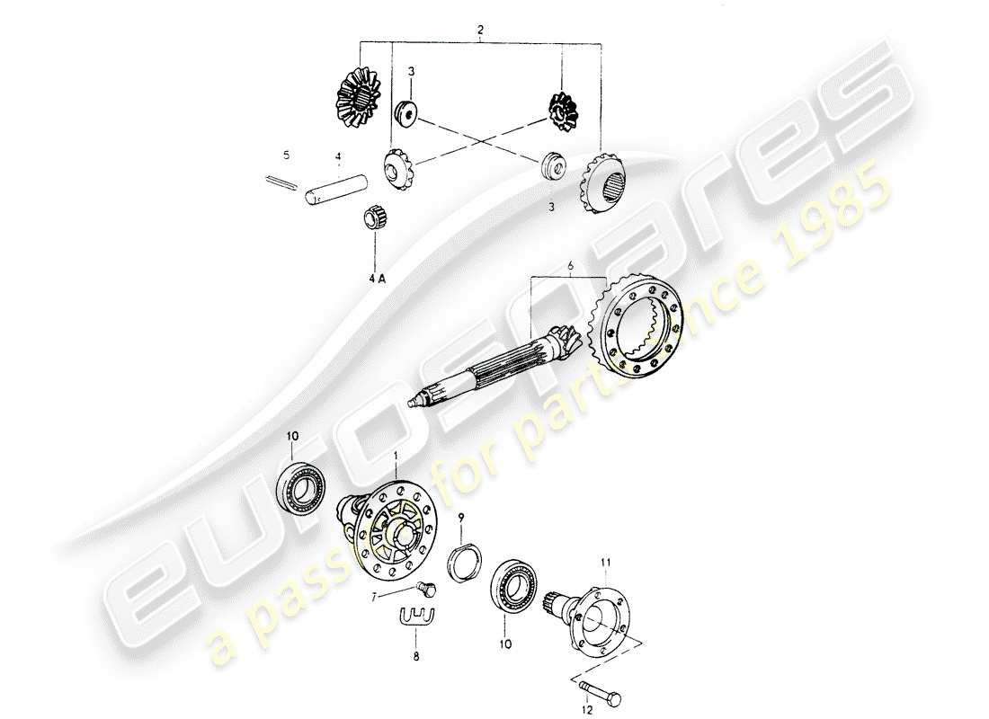 porsche 1994 (964) vorderachsdifferential - differential ersatzteildiagramm