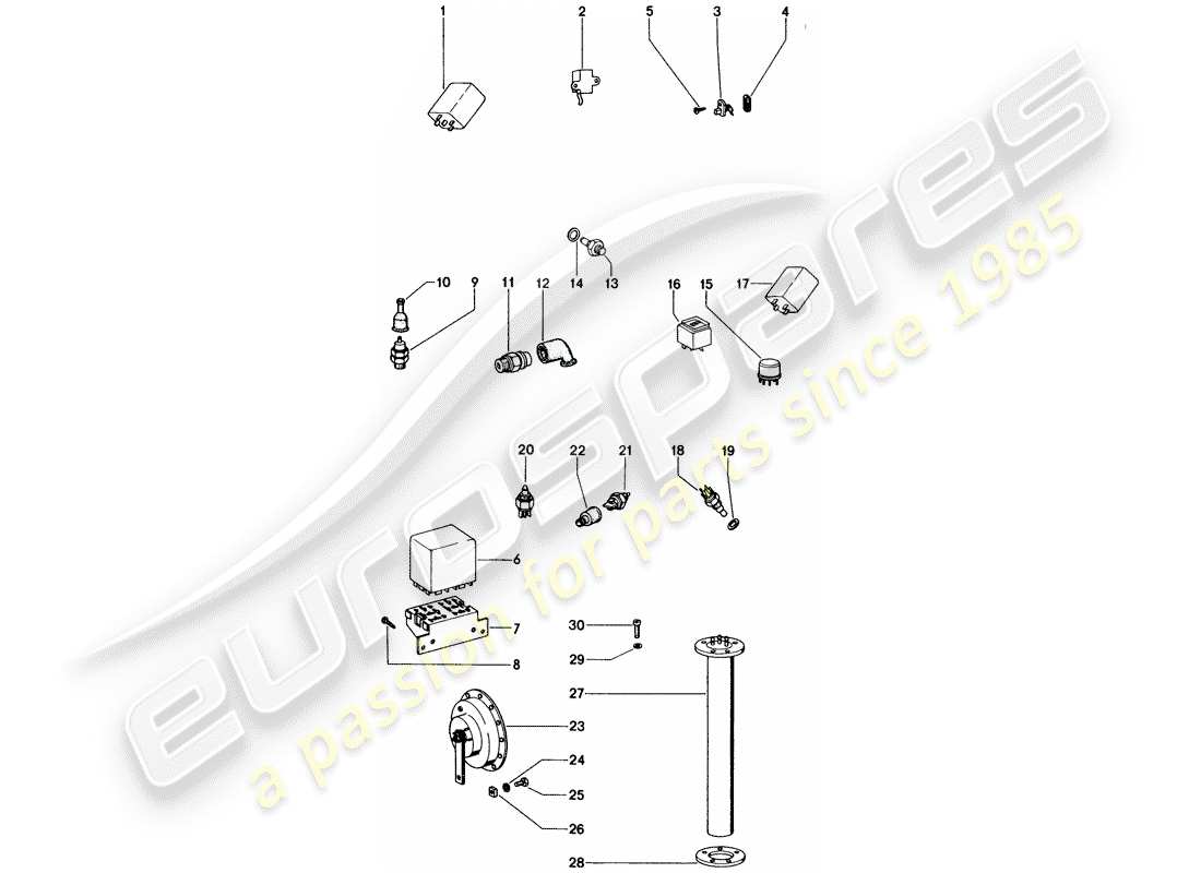 porsche 1975 (914) schalter - relais - hupe ersatzteildiagramm