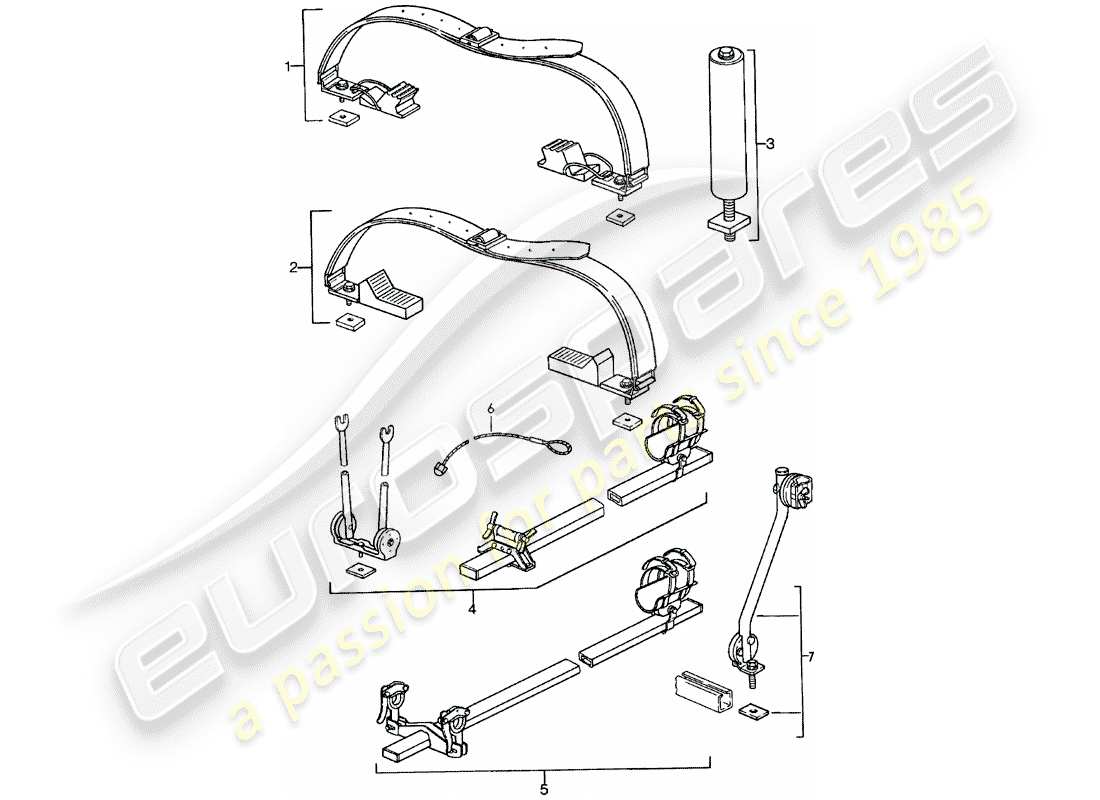 porsche 1981 (911) dachtransportsystem - - 2 - ersatzteildiagramm