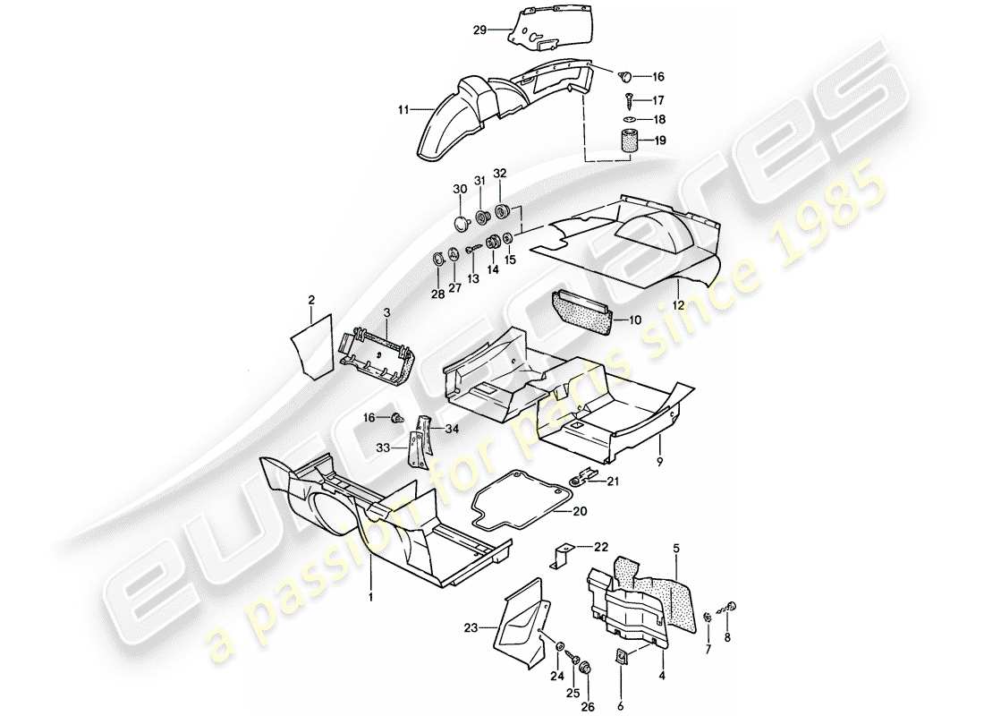 porsche 1986 (924s) trims-teilediagramm