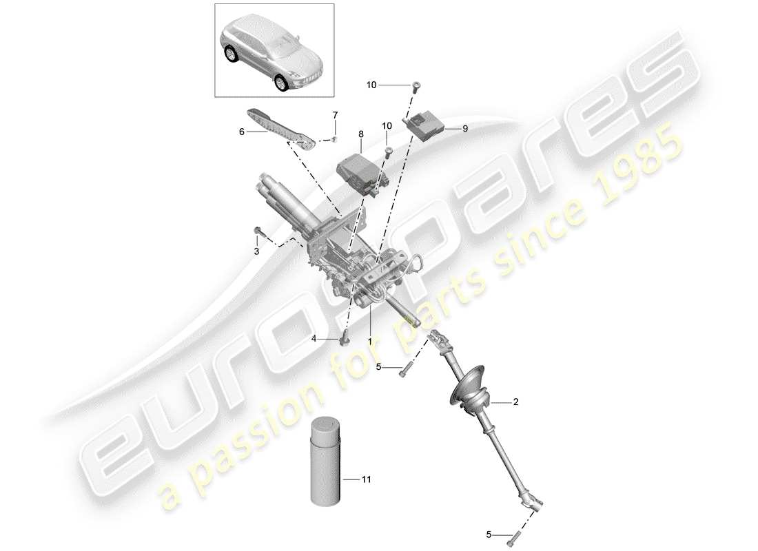 porsche 2014 (macan) lenksäule teilediagramm