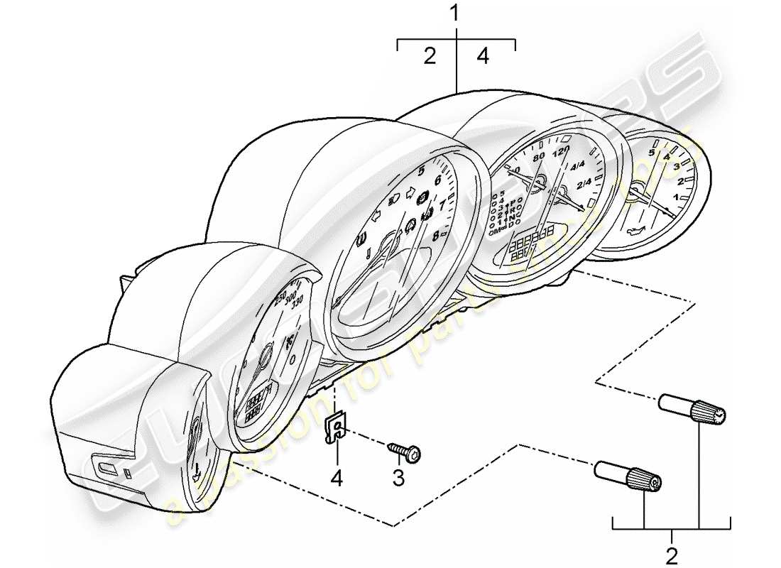 porsche 2007 (997-1 turbo / gt2) instrumente teilediagramm