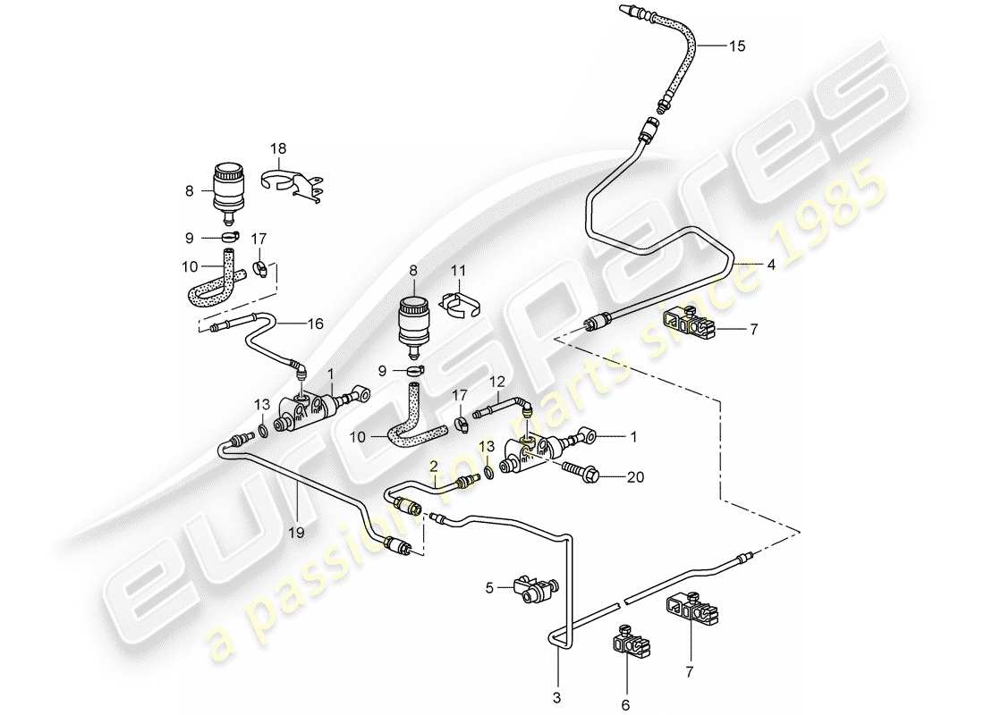porsche 2007 (997-1 turbo / gt2) hydraulische kupplung ersatzteildiagramm