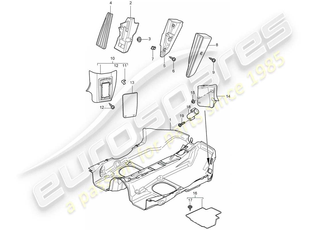 porsche 2007 (997-1 turbo / gt2) bodenabdeckung ersatzteildiagramm