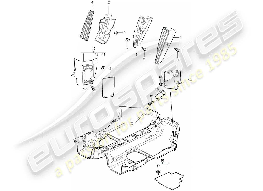 porsche 2009 (997-2) bodenabdeckung ersatzteildiagramm