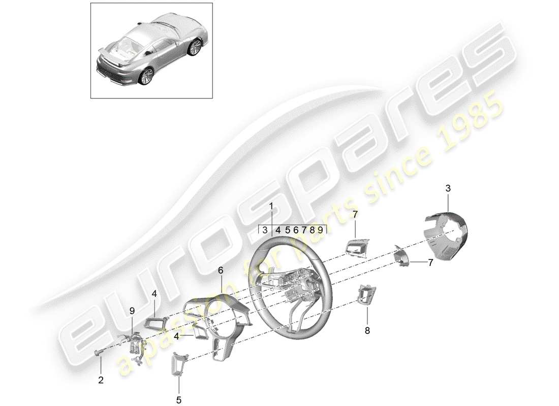 porsche 2018 (991-2 r/gt3/rs) lenkrad teilediagramm